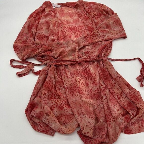 Victoria's Secret One Size Orange Floral Sheer Robe - Picture 1 of 3